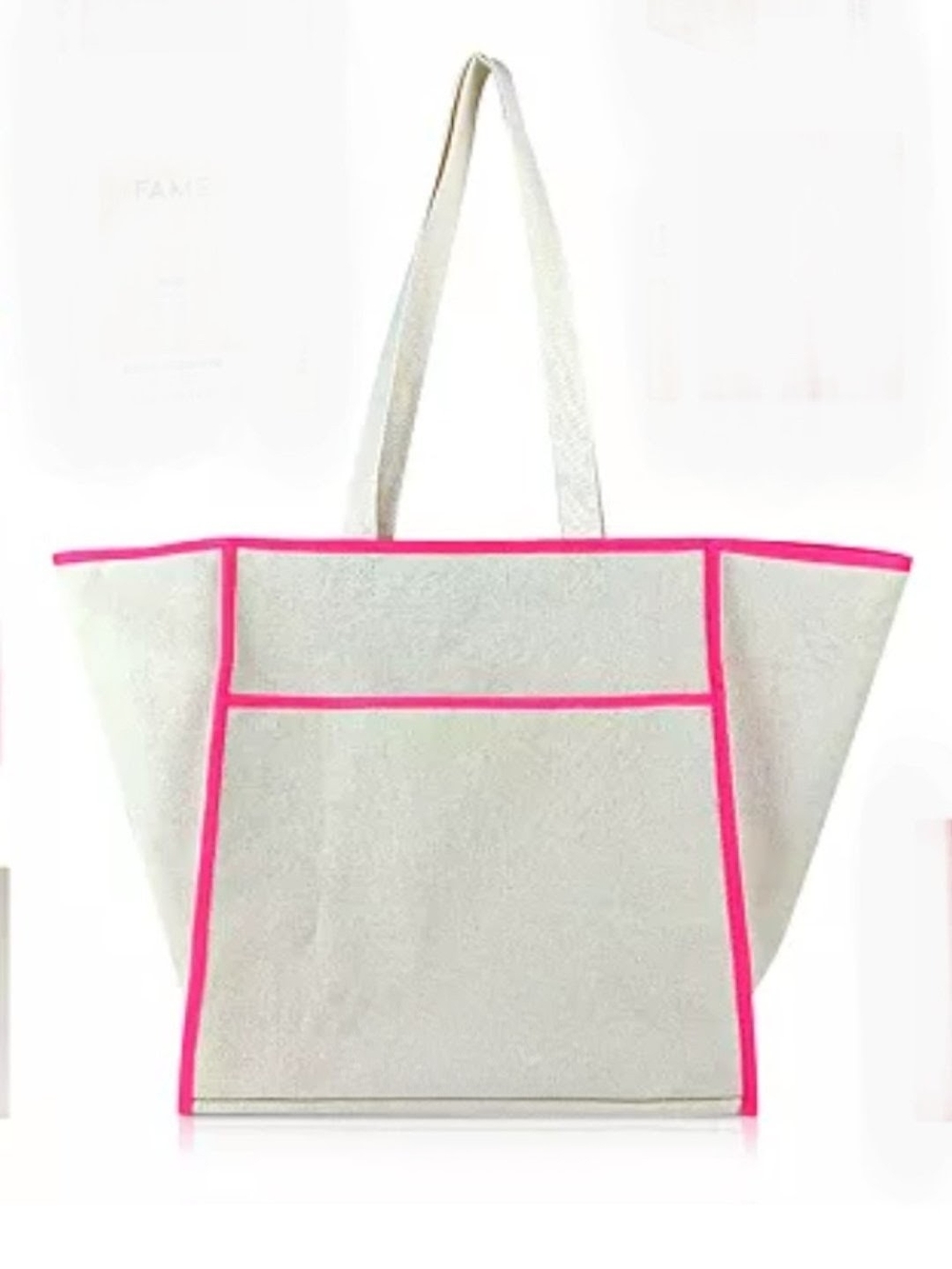 Canvas Tote Bag with Hot Pink Trim